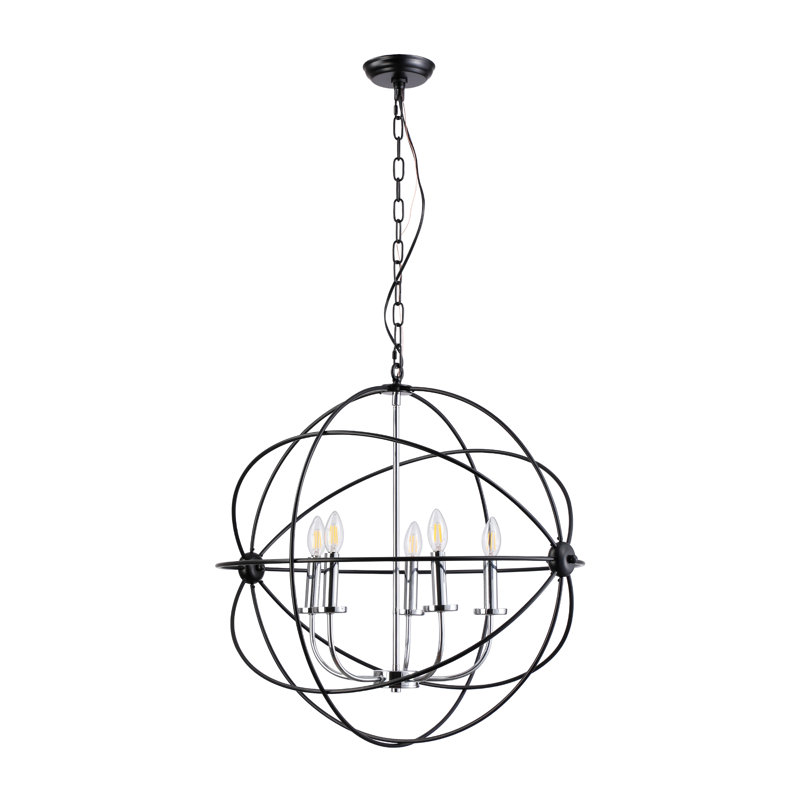 5-Light Chandelier 28-Inch Wide Celestial Orbs, Delicately Intertwined With A Refined Metal Frame