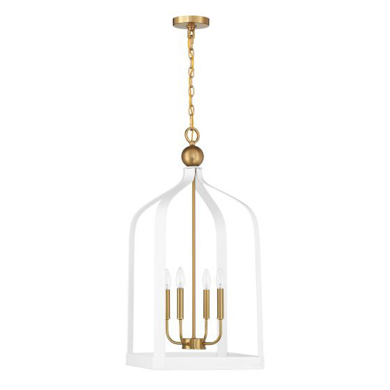 Kenmore Chandelier, White, 32" H x 15" W x 15" D, 4 Lights