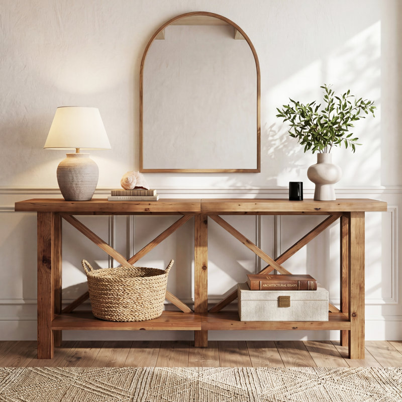 70.9'' Solid Wood Console Table with Storage for Entryway