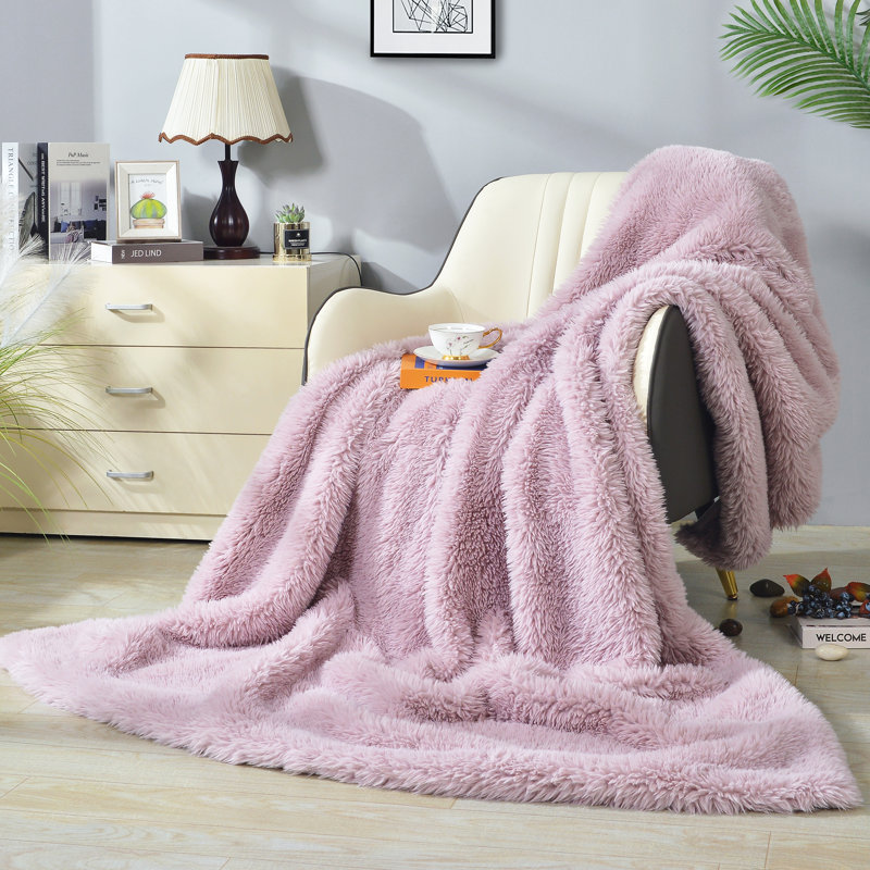 Knitted Throw Blanket, Lavender, 223.5cm W x 274.3cm L