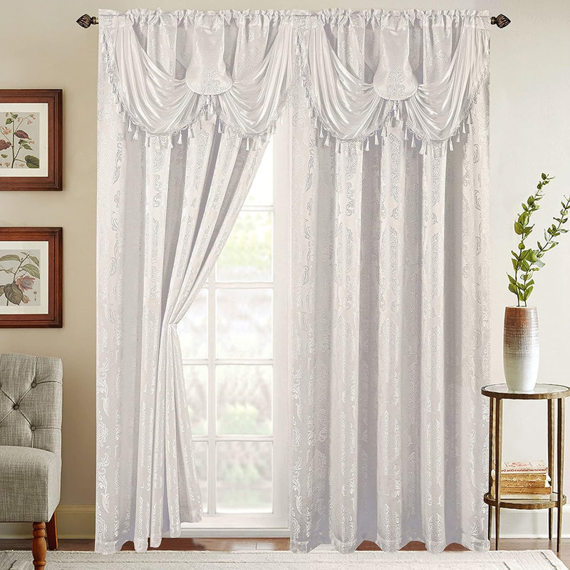 Liliane Semi Sheer Curtain Panel Pair, White