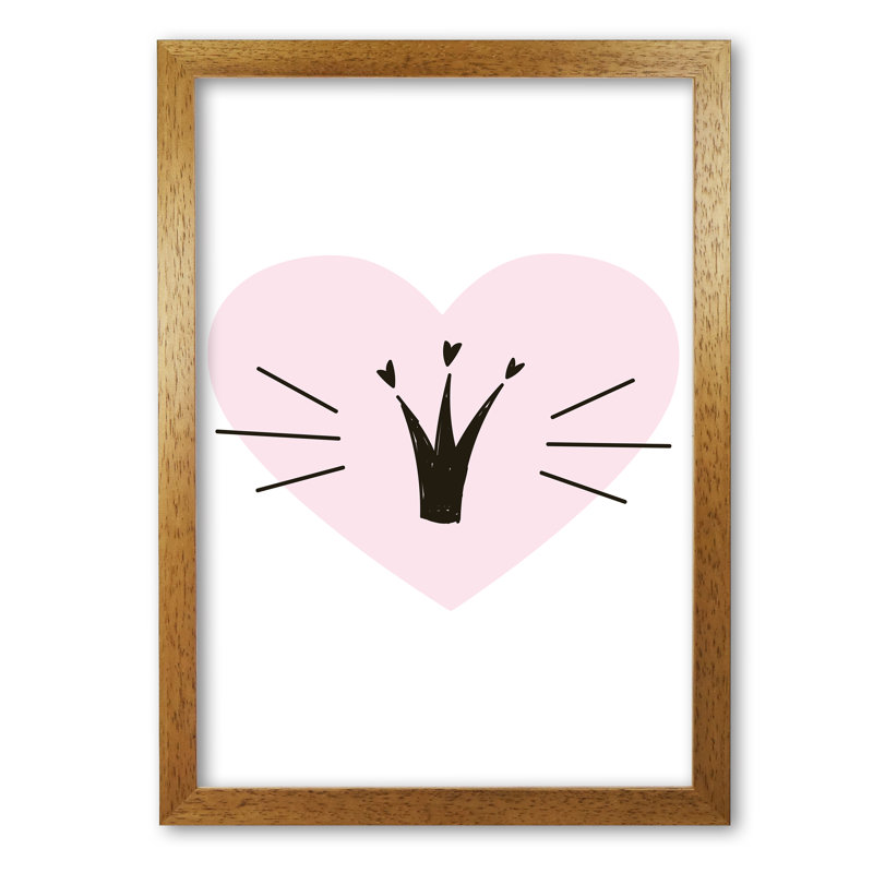 Crown With Heart - Painting, Honey Oak Frame, 60 cm H x 42 cm W x 5 cm D