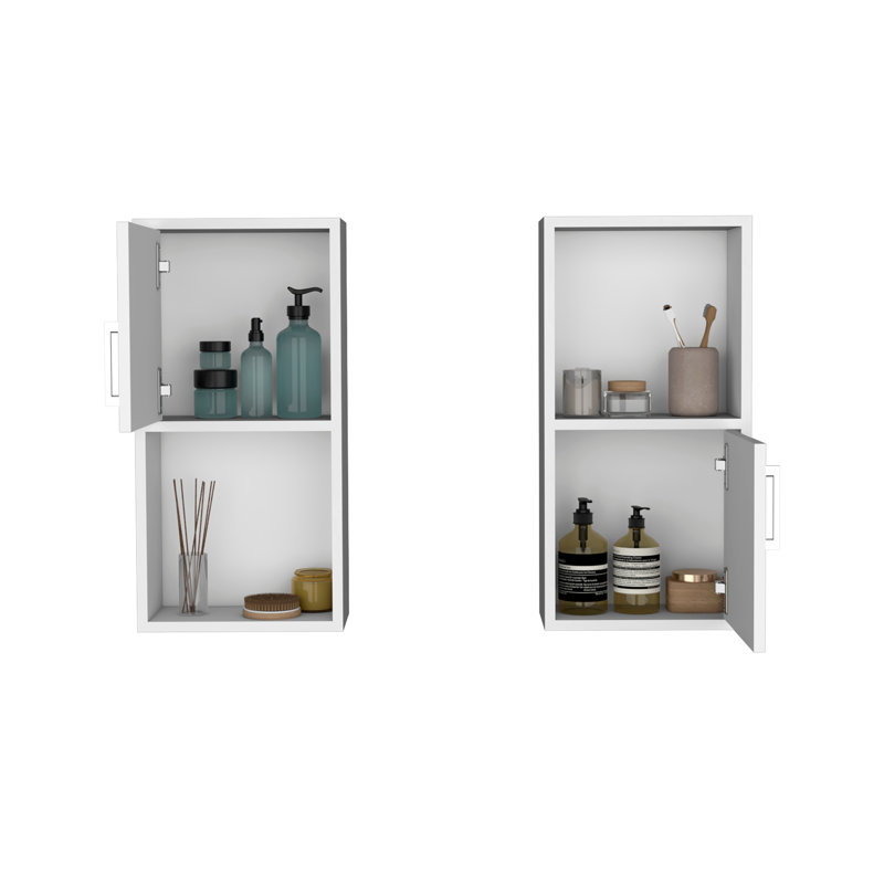 Oba 2-Pc Wall-Mounted Bathroom Medicine Cabinet With Open And Closed Storage, White