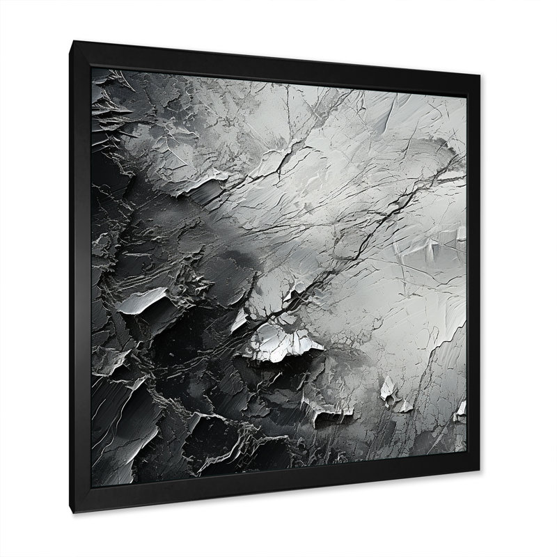 Minimalisme, glacier noir et blanc sur toile, H 16 po x l 16 po x P 1 po, Cadre simple noir