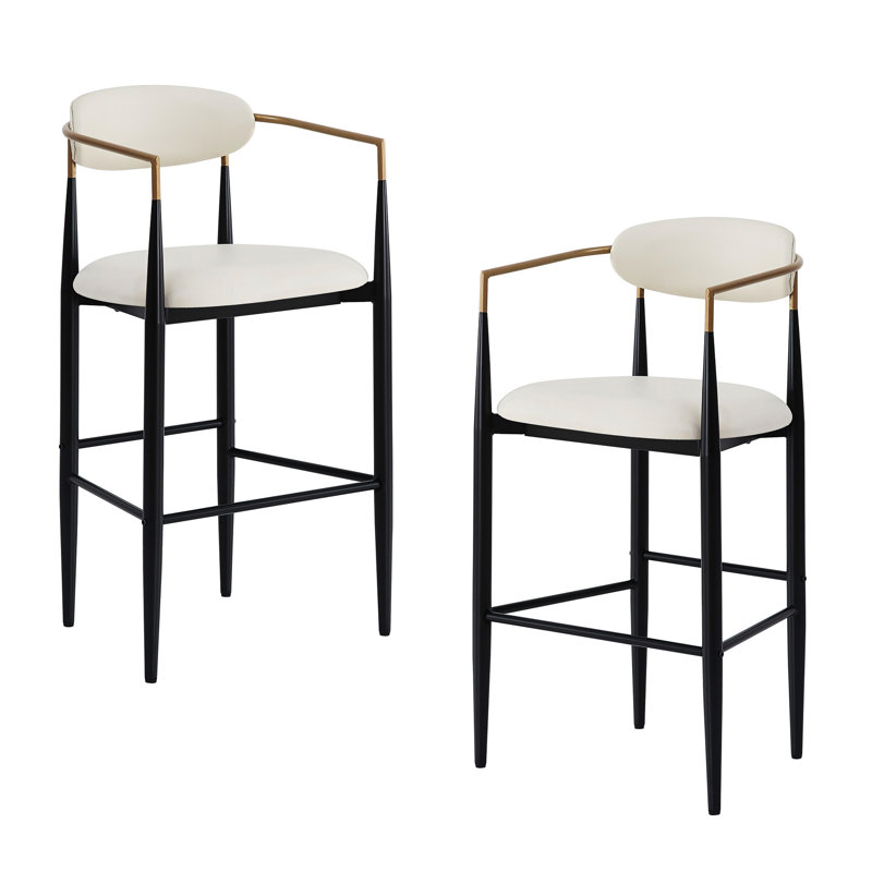 2 tabourets de comptoir - beige recouverts de tabourets de bar à hauteur de structure en fer (paire) en cuir synthétique et structure durable
