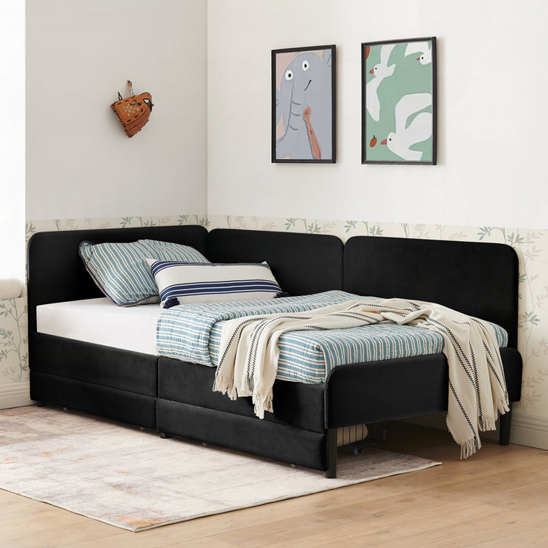 Canapé-lit polyvalent avec tiroirs de rangement Design moderne pour le confort et l'efficacité de l'espace, Noir