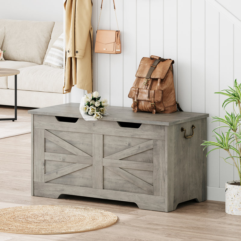 Banc de rangement en bois manufacturé Yeremis, gris