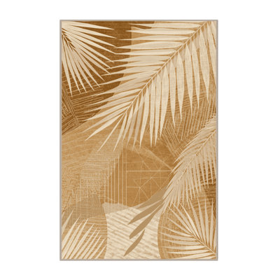 Machine Washable Pelico Dubai Palm Jumeirah Posh & Luxe Abstract Rug in Beige – Beige Binding