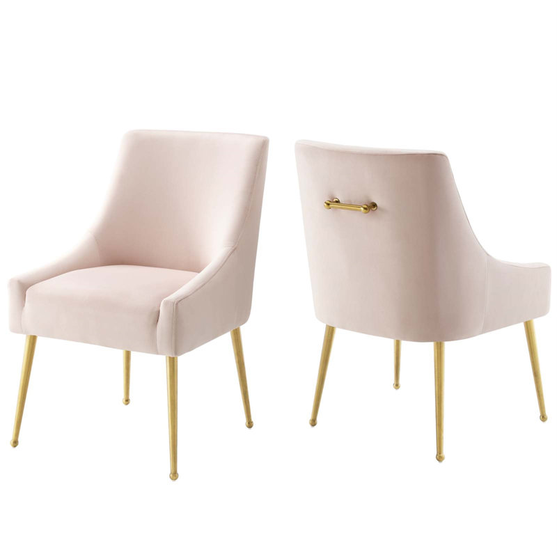 Chaise en velours argenté Orchid Allison, 2, Rose