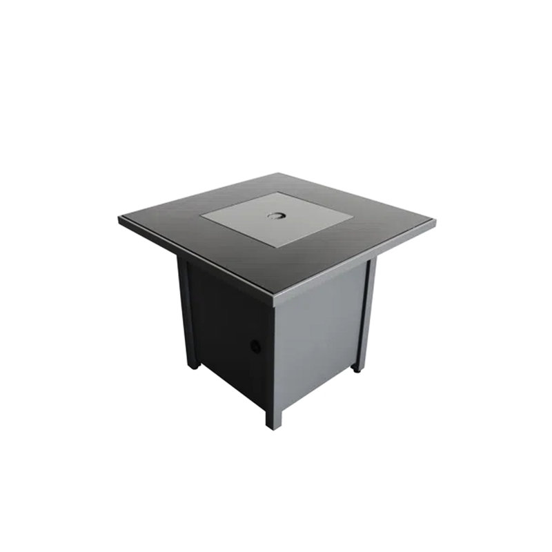 Table de foyer d'extérieur en acier de 25 po H x 30 po l avec couvercle pratique, sortie 40000, allumage 8 heures, allumage par bouton-poussoir, allumage gris moderne, allumage 8 heures