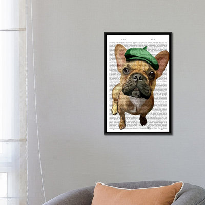Fab Funky " Brown French Bulldog With Green Hat II " by Fab Funky