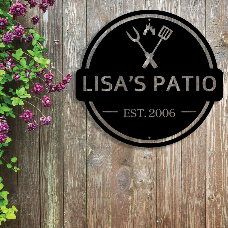 Personalized Backyard BBQ Sign Metal Wall Art - Custom Grill Name Decor - BBQ Lover Wall Hanging - Outdoor Patio Kitchen Sign - Rustic Farmhouse Barbecue Art - Modern Industrial Metal Sculpture - Unique Statement Piece