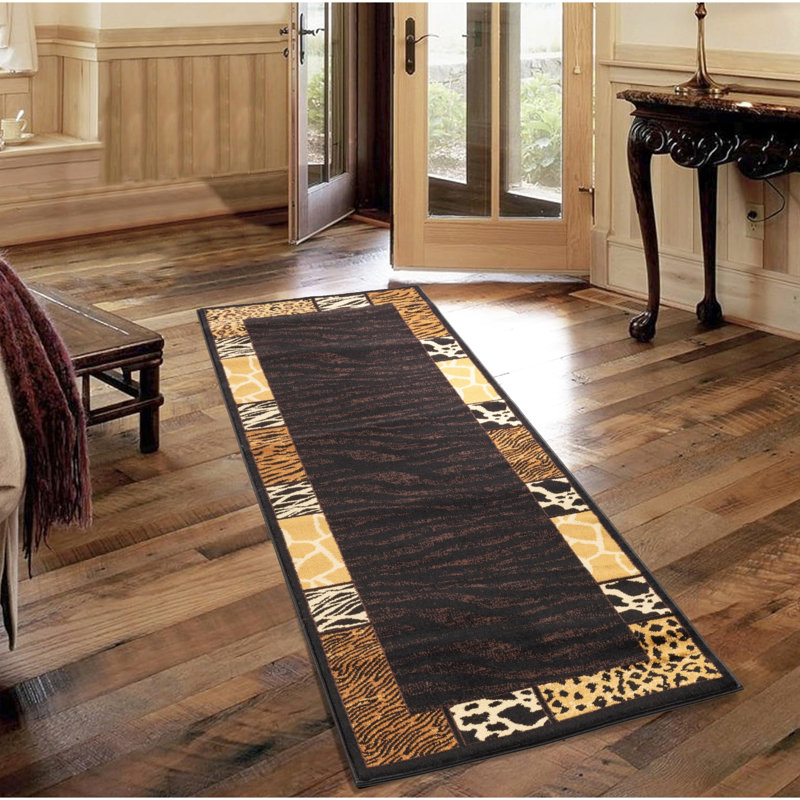 Tapis multicolore noir 2 pi 7 po X 3 polypropylène tissé à la machine pour les gymnases à circulation élevée