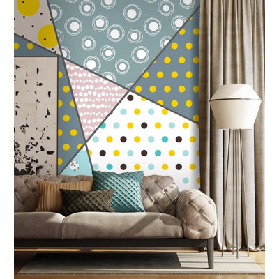 Papier peint amovible géométrique à formes trapézoïdales et triangulaires