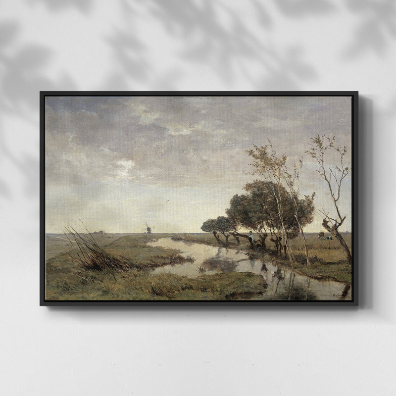 Paysage rétro - CDLxxiv, H 25 po x l 37 po x P 2 po, Toile avec cadre flottant noir