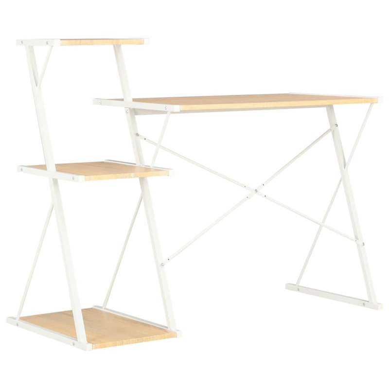Alexandre Metal Base Writing Desk, Oak, White
