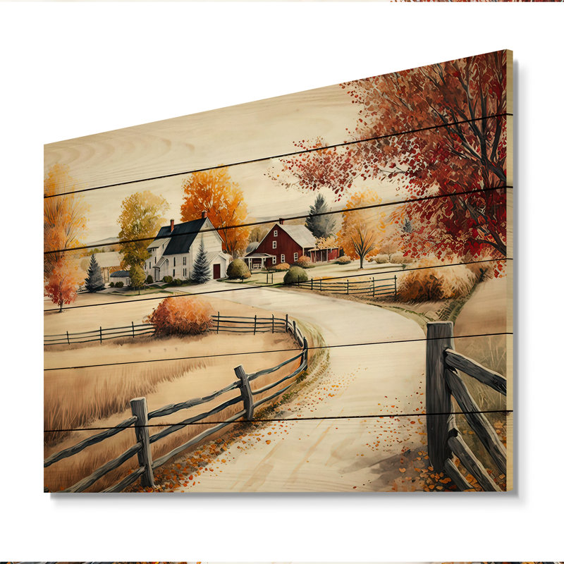 Selim Path To The Barn III - impression sur bois sans cadre, H 12 po x l 20 po x P 1 po