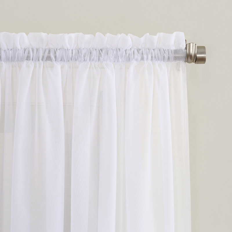 Wayfair Basics® Sheer Rod Pocket Curtain Panel, White, 59" W x 84" L
