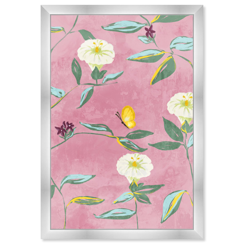 Floral Spring Tapestry Pattern by Birch Lane™ - Picture Frame Print, Silver, 32" H x 22" W