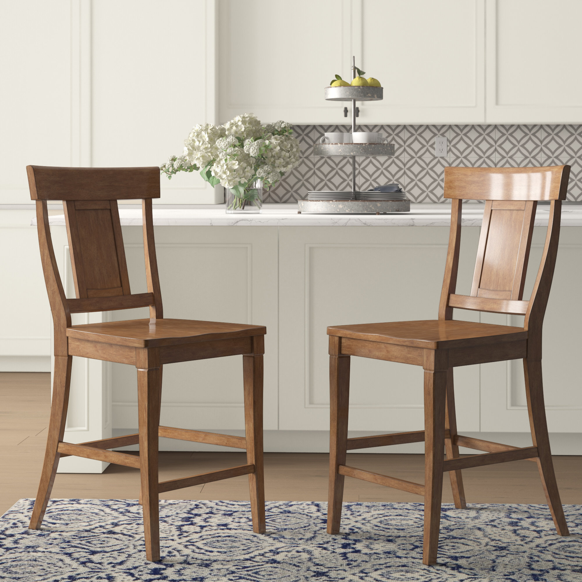 Fortville Solid Wood Counter/Bar Stool, Oak, Counter Stool (24.21" Seat Height)