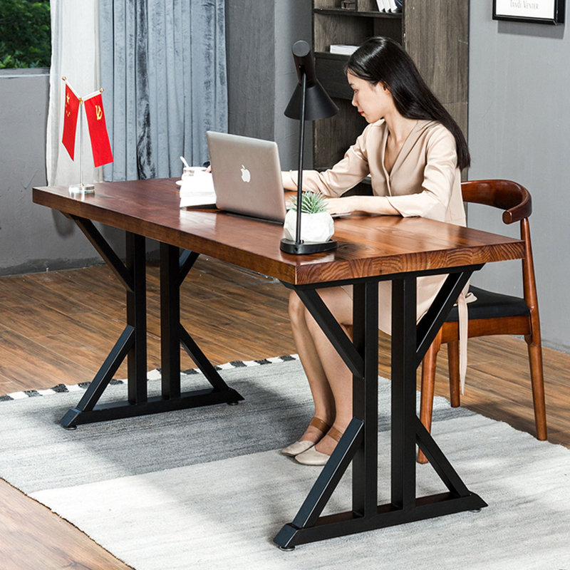 Dark walnut Rectangular Solid Wood desks, 29.53" H x 70.87" W x 31.5" D