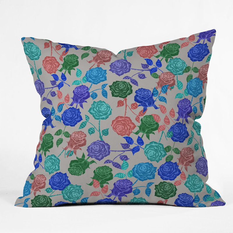 Housse de coussin carré et insert, 20 po x 20 po, Roses bleues