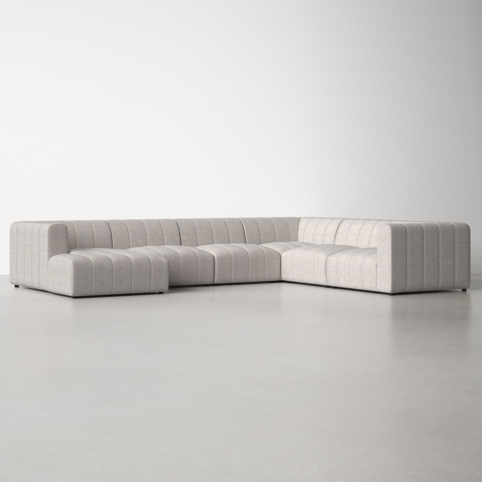 Bowry 6 - Piece Chaise Sectional, 28" H x 157" W x 129" D, Neutral Sandstone Polyester, Reversible