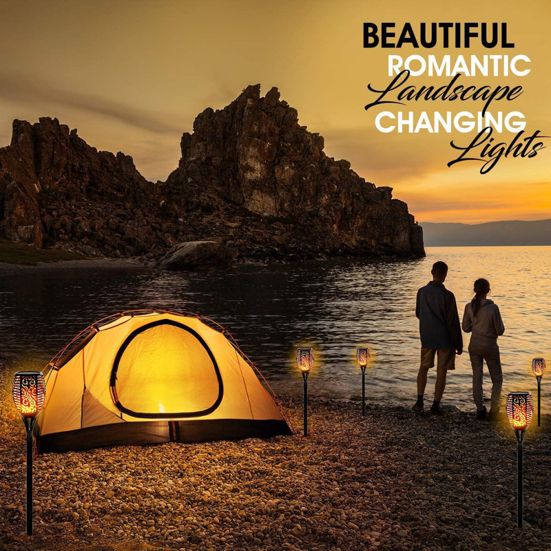 WBM Smart Solar Lights, LED Solar Torch Flickering Flame Lights