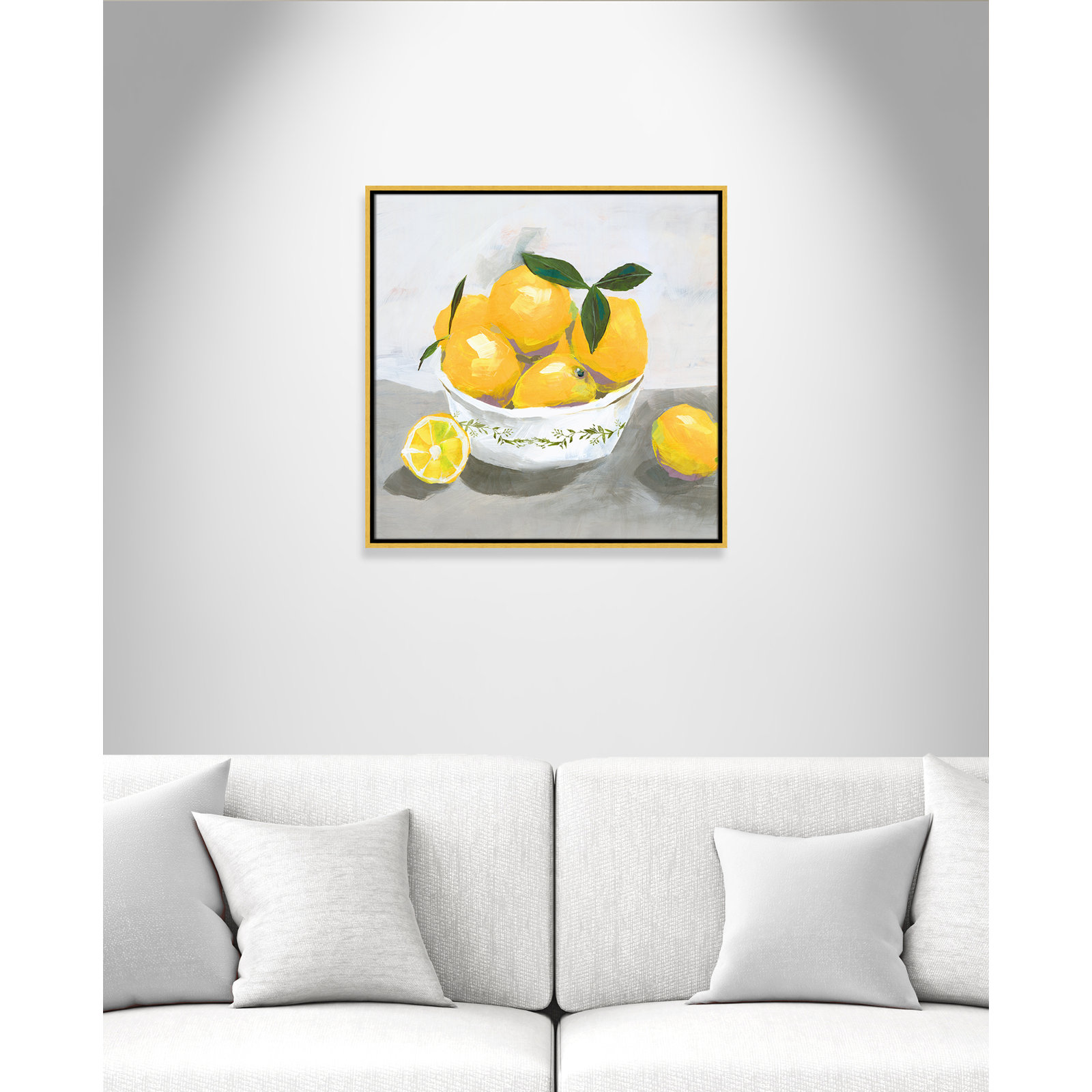 Hayons "Lemons" Painting by Isabelle Z, Gold Framed Canvas, 25.5" H x 25.5" W x 2" D