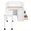Lit mezzanine simple avec bureau d'écriture rétractable et 4 tiroirs, bureau portatif latéral et tablettes pour enfants-1217891287