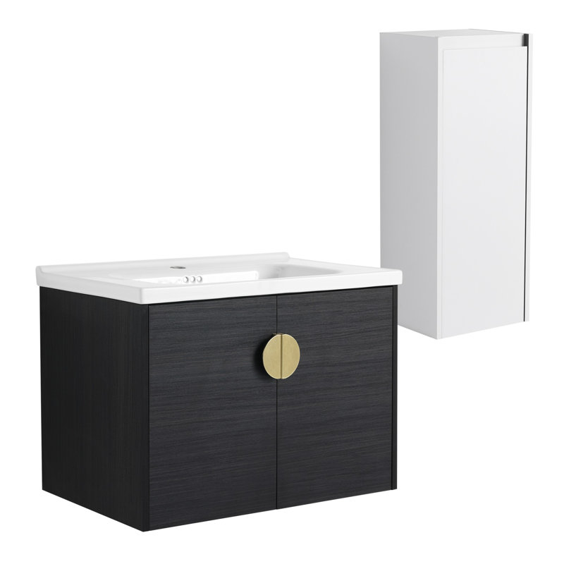 Meuble-lavabo mural simple 28 po avec lavabo et armoire latérale 28 po