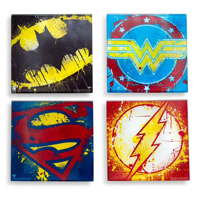 Glass Square 4 Piece Coaster Set