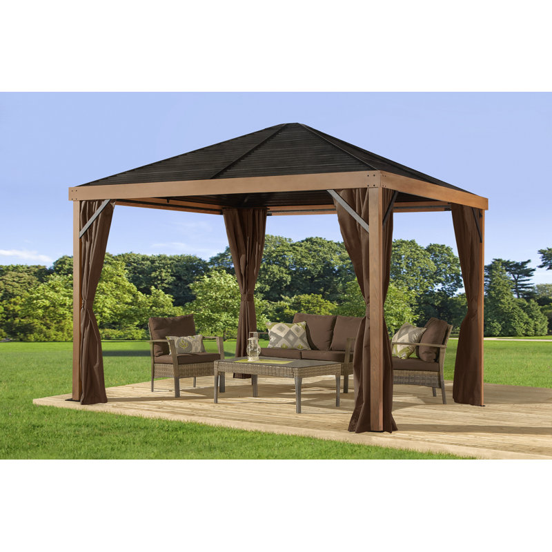 Brown Polyester Outdoor Gazebo Curtains Set