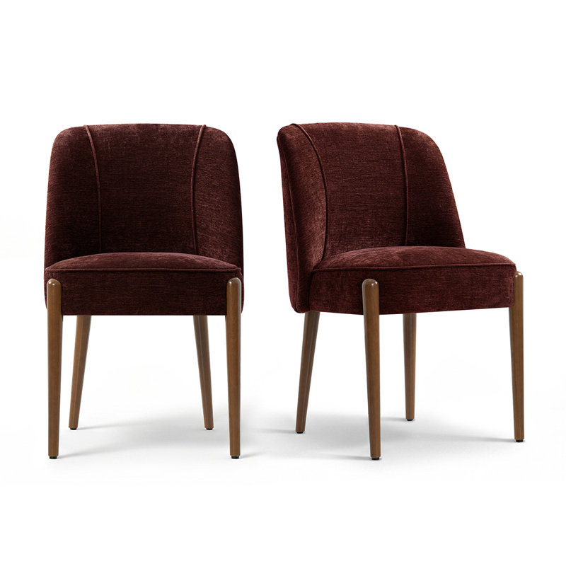 Fauteuils d'appoint avec assise large de 52 cm (20,5 po), revêtement en chenille et pieds en bois massif, Chenille bourgogne