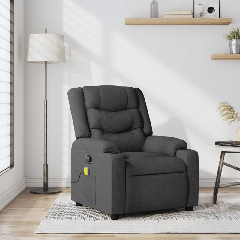 Vidaxl Massage Recliner Chair, Black, Fabric