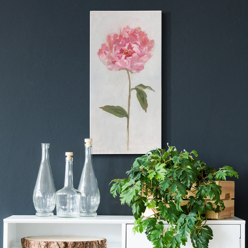 Pivoine II - reproduction d'art sur toile tendue, H 16 po x l 8 po x P 1 po