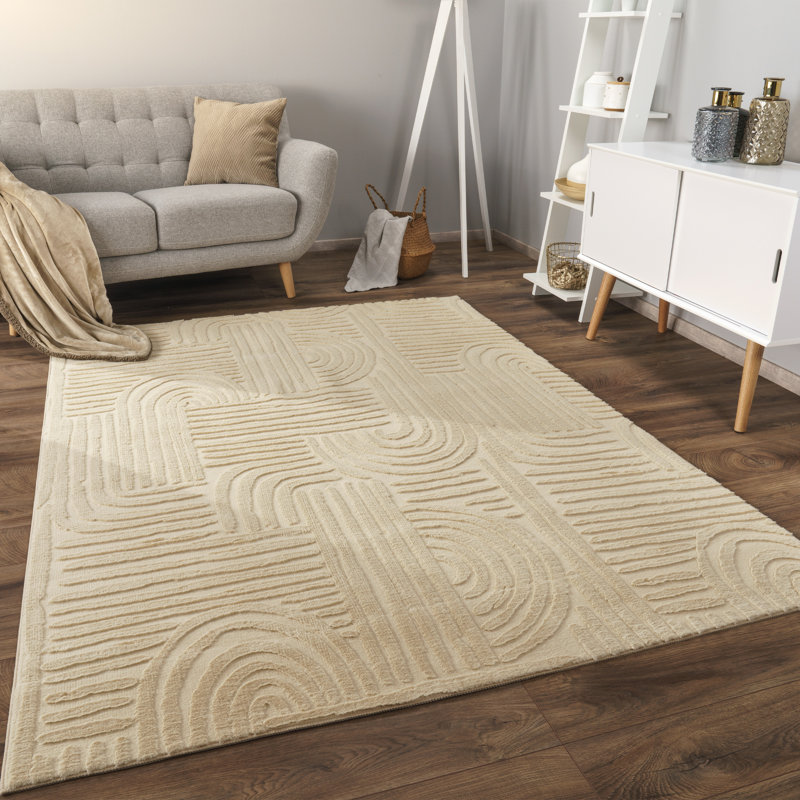 Lelystad Geometric Area Rug, Beige, Rectangle 80cm x 150cm