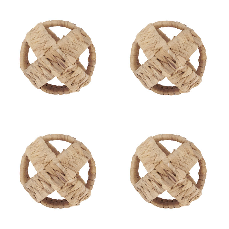 Handmade Wicker Orb (Set of 4), Brown