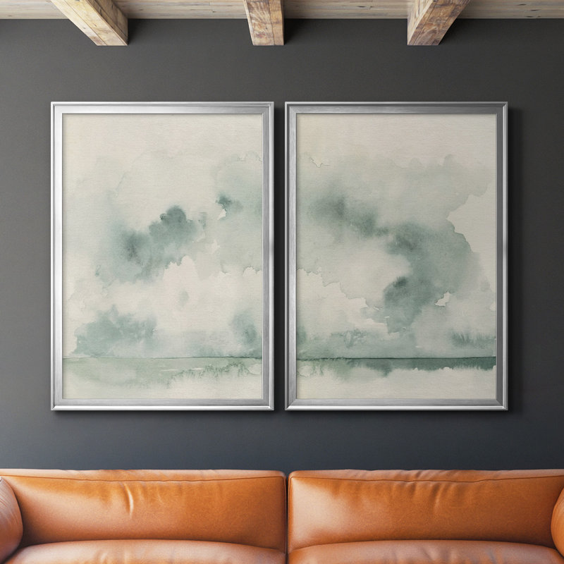 Toile encadrée de qualité supérieure Ocean Impression I - prête à être accrochée, Argent, H 36,5 po x l 53 po x P 1,25 po