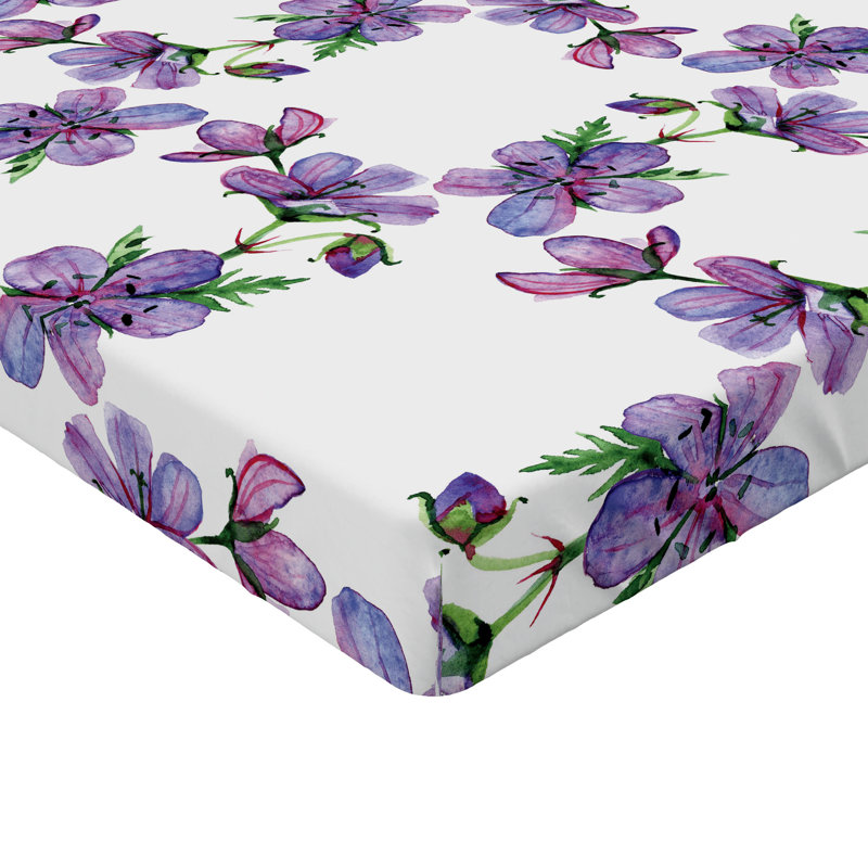 Drap-housse à motif floral Ambesonne, Drap-housse de taille simple, Vert, mauve pâle, blanc / floral
