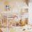 Twin Over Twin House Bunk Bed with Roof, Ladder & Full-length Guardrails for Kids Natural-1804807454