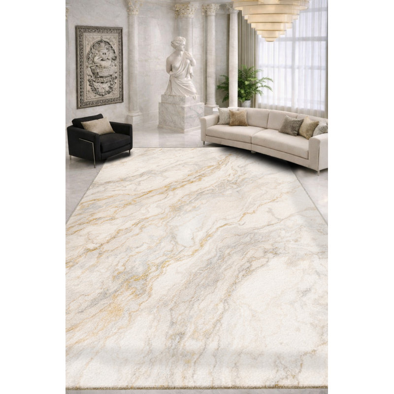 Tapis blanc tissé Mosso, 2 pi 6 po x 9 pi 10 po