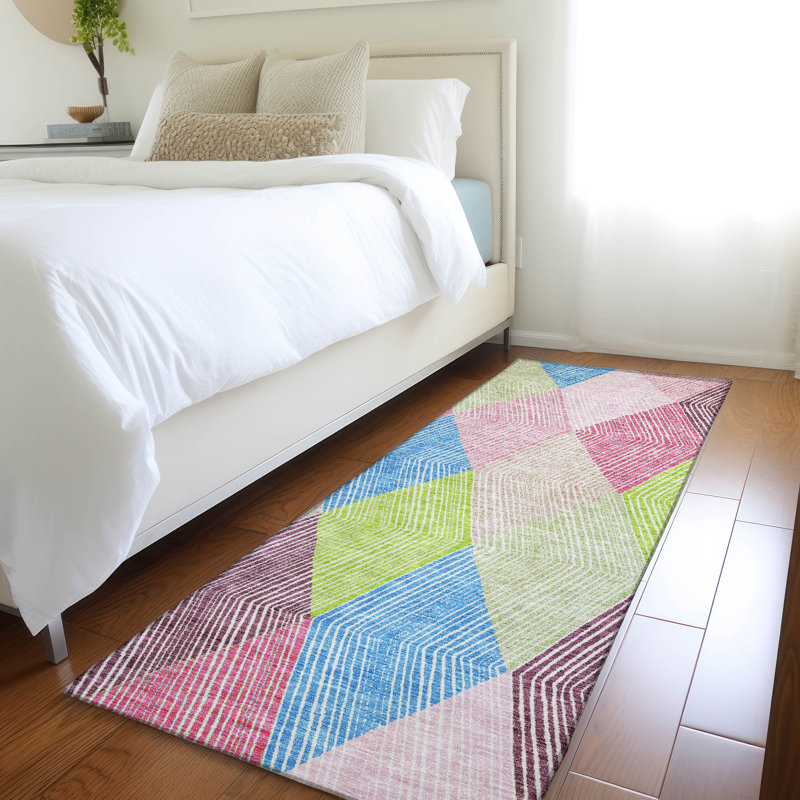 Premium Machine Washable Prisco Pink Rug, Runner 2'3" x 7'6"