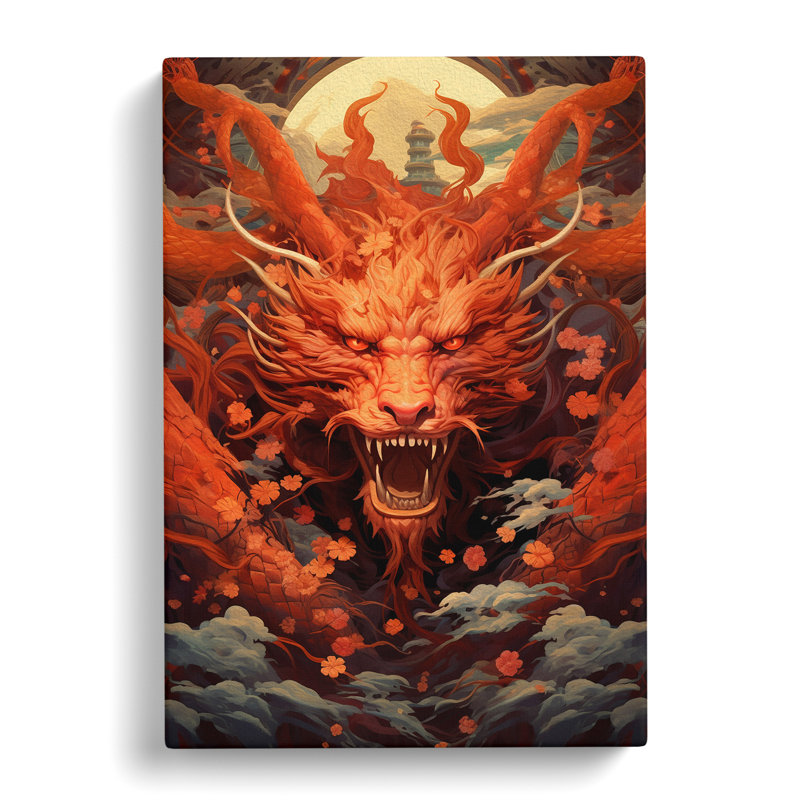 Chinese Dragon Futurism Art - Wrapped Canvas, 50cm H x 35cm W x 3cm D
