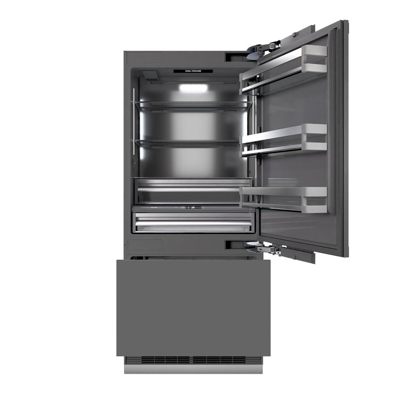 ZLINE 36 in. Panel Ready Built-In Bottom Freezer Refrigerator w/ Graphite Gray Interior