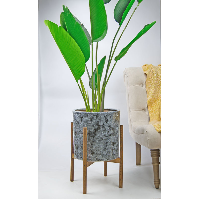 Lita Ceramic Pot Planter, Black Marble/Honey