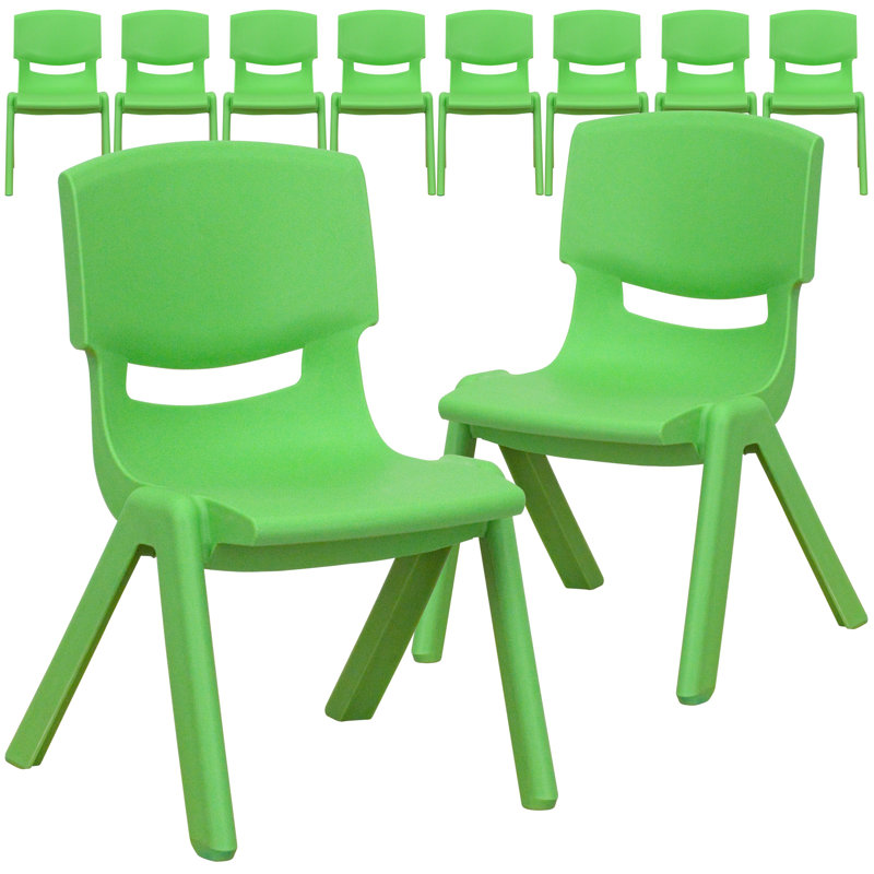 Chaises préscolaires empilables en plastique 10,5 po Goddard par Flash Furniture, Vert, 10.5"