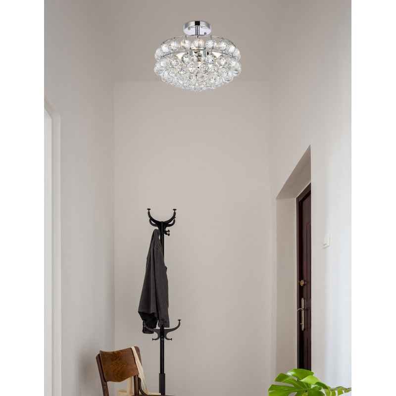 Kieron 5-Light Dimmable Crystal Flush Mount, Chrome, 12" H x 20" W x 20" D