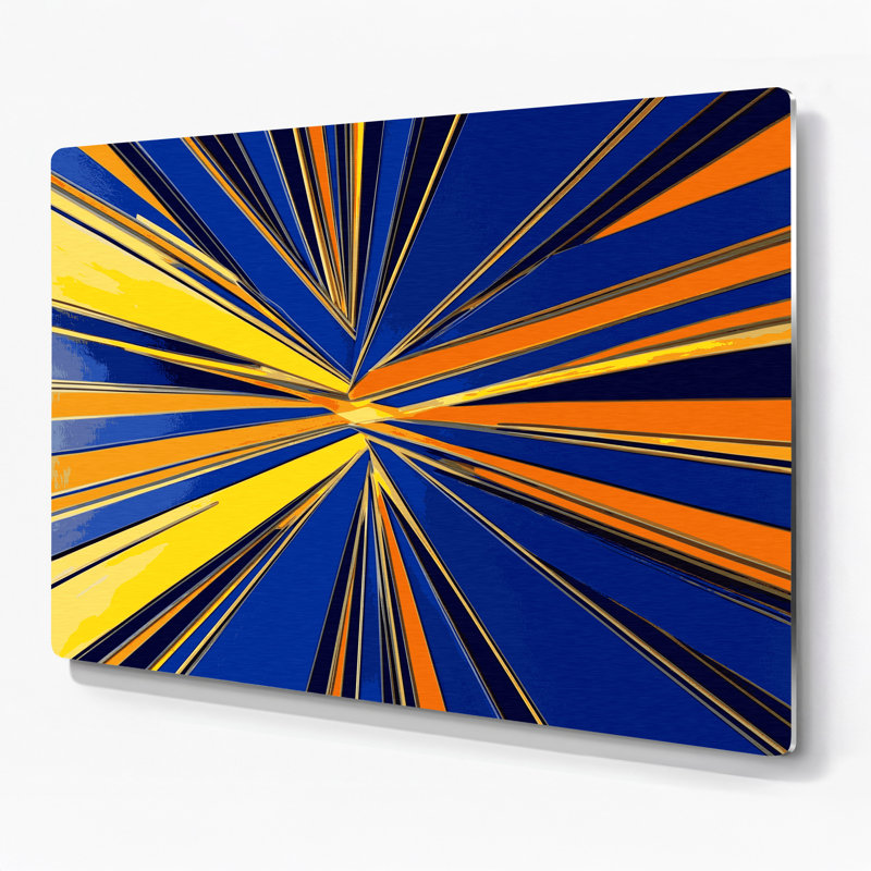 Hard Edge 3, art mural en métal bleu, H 11 po x l 14 po