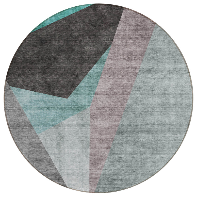 Killingly Washable Abstract Indoor / Outdoor Rug, Round 8'
